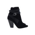 COCONUTS by Matisse Ankle Boots: Strappy Chunky Heel Casual Black Solid Shoes - Women's Size 7 1/2 - Peep Toe