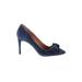 Halogen Heels: Pumps Stiletto Cocktail Blue Solid Shoes - Women's Size 8 1/2 - Pointed Toe