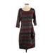 Signature by Robbie Bee Casual Dress - Sheath Scoop Neck 3/4 sleeves: Burgundy Dresses - Women's Size Small