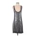 Old Navy Cocktail Dress - Party Scoop Neck Sleeveless: Silver Solid Dresses - Women's Size Medium