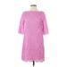 Robert Rodriguez Cocktail Dress - Shift High Neck 3/4 sleeves: Pink Print Dresses - Women's Size 2