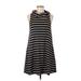 Socialite Casual Dress - A-Line: Black Stripes Dresses - Women's Size Medium