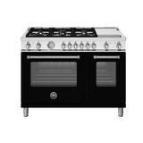 Bertazzoni Master Series Dual-Fuel Range 48" - 6 Burners + Electric Griddle - Electric Oven in Black | 35 H x 48 W x 25.125 D in | Wayfair