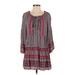Angie Casual Dress - A-Line Tie Neck 3/4 sleeves: Burgundy Dresses - Women's Size Small
