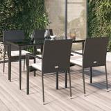 Wildon Home® Patio Dining Set Outdoor Rattan Wicker Table & Chair Set for Porch Glass in Black | 55.1 W x 27.6 D in | Wayfair