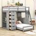 Harriet Bee Jadarrius Twin over Twin 8 Drawers Wood Bunk Bed w/ Desk & Shelves in Gray | 65 H x 42 W x 80 D in | Wayfair