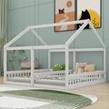 Harper Orchard Akef Slat Bed Wood in White | 67.1 H x 80.1 W x 81.3 D in | Wayfair A2E4371616FF40A9890866DAE1503203