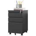 Inbox Zero 3 Drawer Metal Mobile File Cabinet w/ Lock for Home Office Fully Assembled Metal/Steel in Black | 23.62 H x 14.57 W x 17.32 D in | Wayfair