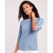 Blair Women's Three-Quarter Sleeve Criss-Cross Sailor Top - Blue - S - Misses