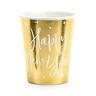 6 Becher Silvester gold `Happy Year`