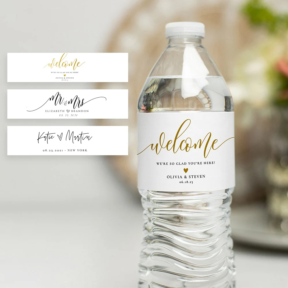 Etichetta personalizzata per bottiglia d'acqua per matrimonio Festa di compleanno Grazie Adesivo per bottiglia d'acqua Regalo di benvenuto per addio al nubilato Decorazioni per matrimoni