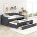 Twin Size Upholstered Daybed Bed Frame with Pull-out Trundle Bed and 3 Storage Drawers, Box Spring Not Required