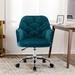 Velvet Swivel Shell Chair, Modern Leisure Arm Chair, 360 Degrees Swivel Office chair, Adjustable Height, Teal