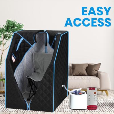 29.1"×38.6" Black Portable Half Body Steam Sauna Tent for Personal Relaxation with FCC Certification