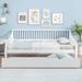 Full Size Daybed with Pull-Out Twin Hideaway Trundle Bed and Support Legs, Wood Bed Frame Sofa for Living Room Bedroom