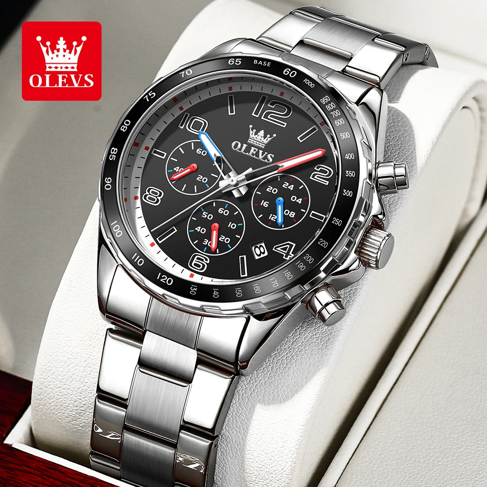Olevs neue ty714 Herren uhren Analog Chronograph Edelstahl wasserdichte leuchtende Luxusmarke Quarzuhr für Herren Image