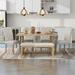 Rectangular 6-Piece Wood Dining Table Set w/Ergonomic Chairs & Bench