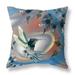 18" X 18" Blue and Gray Bird Blown Seam Floral Indoor Outdoor Throw Pillow