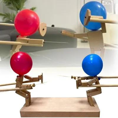 Ballon Bambus Mann Kampf Holz Kämpfer mit aufblasbarem Kopf Fast-Paced Ballon Kampf Holzknoten Image