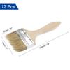 3 Inch Paint Brush Natural Bristle Flat Edge Wood Handle for Painting 12Pcs - Brown - 3 Inches