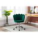 Swivel Shell Chair, Modern Leisure Velvet Office Chair with Curved Backrest, Adjustable Lift Seat, Base with Casters, Green