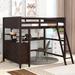 Twin/Full Size Loft Bed with Desk and Storage Drawers, Wooden Loft Bed Frame with Safety Guardrails, Ladder and Shelves for Kids