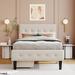 Twin Size Linen Upholstered Platform Bed with Headboard and 2 Drawers