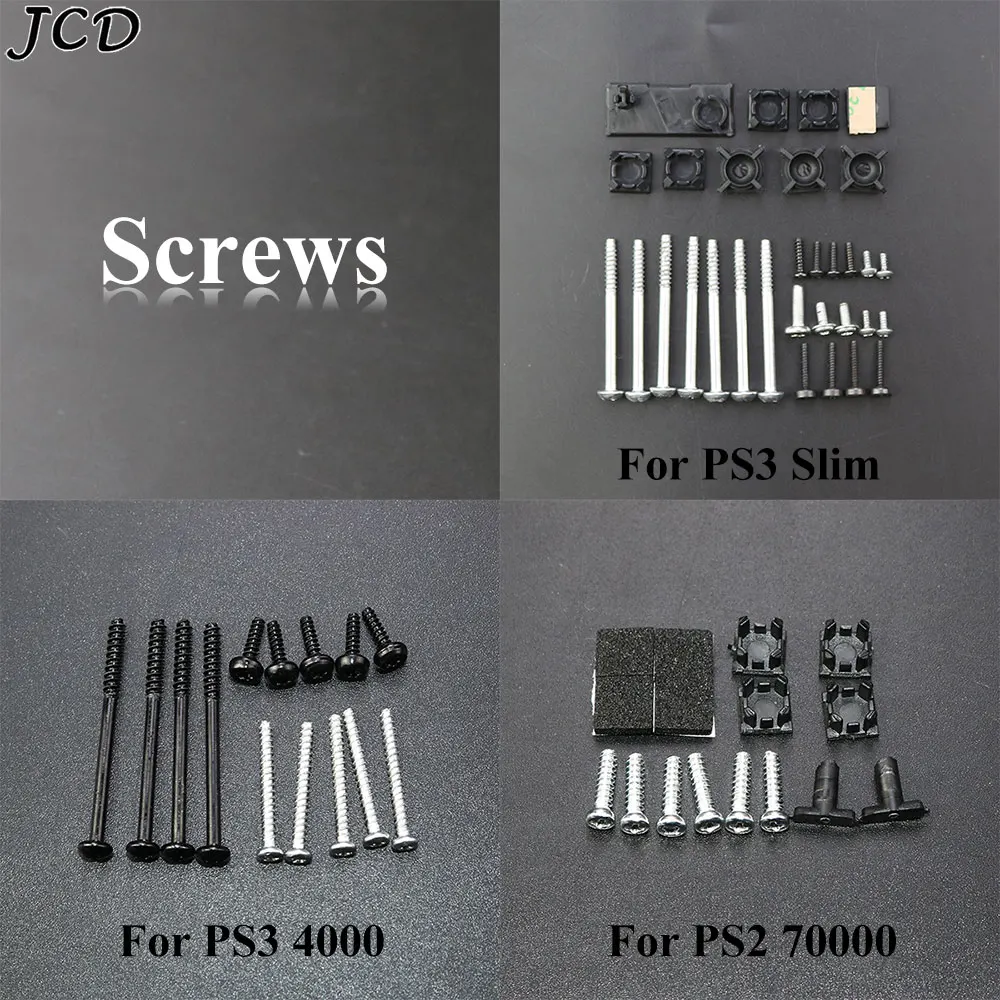 JCD Komplettset Schrauben für PS2 PS3 Slim 2000 3000 4000 70000 Konsole Gummifüße Abdeckung Set Schrauben Kit Reparaturteile