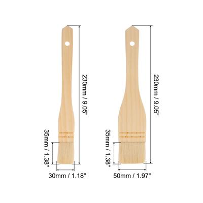 2 Pcs 2 Size Flat-Hake Brushes, Artist Painting Brushes Sheep Hair Brushes Set - Wood Color