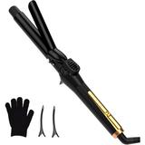MAXT Curling Irons Waver Curling Wand Ceramic Tourmaline Hair Curler Dual Voltage Curlers Long Lasting Curls & Waves Hair Wand with 5 Heat Settings Glove Clips Include (1 Inch)