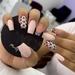 Yeahmol 24 Pcs Nail Tips Custom Press on Nails Artificial Fingernails Apricot Leopard NO.20