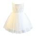 safuny Girls s Party Wedding Dress Clearance Floral Lace Splicing Princess Dress Round Neck Mesh Tiered Ruffle Hem Vintage Holiday Flying Sleeve Lovely Comfy Fit White 2T-7T