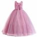 Holloyiver Children Baby Girls Dress Children s Dress Bean Pink Big Bow Girl s Evening Dress Embroidery Girl s Wedding Dress Sleeveless Lace Bow Mesh Dress for 5-14 years