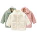 KYAIGUO Toddler Girls Winter Fleece Jacket for Girls Thick Cardigan Trench Lapel Coat Autumn Cozy Fuzzy Padded Outerwear for 1-8 Years Old