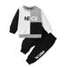 Baby Girl Fall Outfits Baby Boy Fall Winter Outfit Long Sleeve Sweatshirt Nice Shirt Top+ Drawstring Pants 2Pcs Set Boy Outfits Grey 18 Months-24 Months