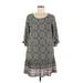Earthbound Trading Co. Casual Dress - DropWaist Scoop Neck 3/4 sleeves: Gray Dresses - Women's Size Medium