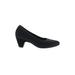 Eileen Fisher Heels: Slip On Chunky Heel Work Black Solid Shoes - Women's Size 6 1/2 - Almond Toe