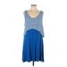 Style&Co Casual Dress - Mini Scoop Neck Sleeveless: Blue Print Dresses - Women's Size Large