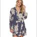 Free People Dresses | Free People Blue Floral Shake It Mini Dress Buttons Tie Back Women’s Size Small | Color: Blue/White | Size: S