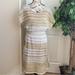 Anthropologie Dresses | Cecilia Prado Anthropologie Striped Metallic Knit Dress Gold Beige Sz M | Color: Cream/Gold | Size: M