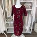 Lularoe Dresses | Lularoe Julia Dress. Size Medium Floral Print On Maroon. Brand New #1102 | Color: Red | Size: M