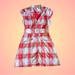 Free People Dresses | Free People Red Plaid Button Up Short Sleeve Dress W/ Pockets - Size 4 | Color: Gray/Red | Size: 4