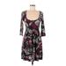 French Connection Casual Dress - A-Line Scoop Neck 3/4 sleeves: Burgundy Print Dresses - Women's Size 8