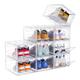 ARSTPEOE Shoe Storage Box, 9 pcs Shoe Storage Plastic Stackable, Clear Shoe Box, Foldable Shoe Storage Organiser. Sneaker Display Case, Shoe Box with Magnetic Door（White
