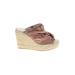 Kenneth Cole New York Wedges: Espadrille Platform Summer Pink Print Shoes - Women's Size 6 1/2 - Open Toe