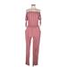 Derek Heart Jumpsuit Off The Shoulder Sleeveless: Pink Print Jumpsuits - Women's Size Medium