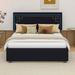 Cosmic Queen Size Platform Bed w/ Rivet-decorated Headboard, LED bed frame & 4 Drawers Upholstered/Velvet in Black | 47 H x 64 W x 86 D in | Wayfair