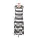 Matty M Casual Dress - A-Line: Gray Stripes Dresses - Women's Size Medium