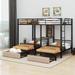 Isabelle & Max™ Alecia Full Over Twin & Twin Triple Bunk Bed w/ Drawers & Desks Metal in Black | 70 H x 77.6 W x 96.9 D in | Wayfair