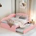 Red Barrel Studio® Askey Daybed w/ Trundle Upholstered/Faux leather in Pink/Gray | 27.8 H x 57 W x 79 D in | Wayfair